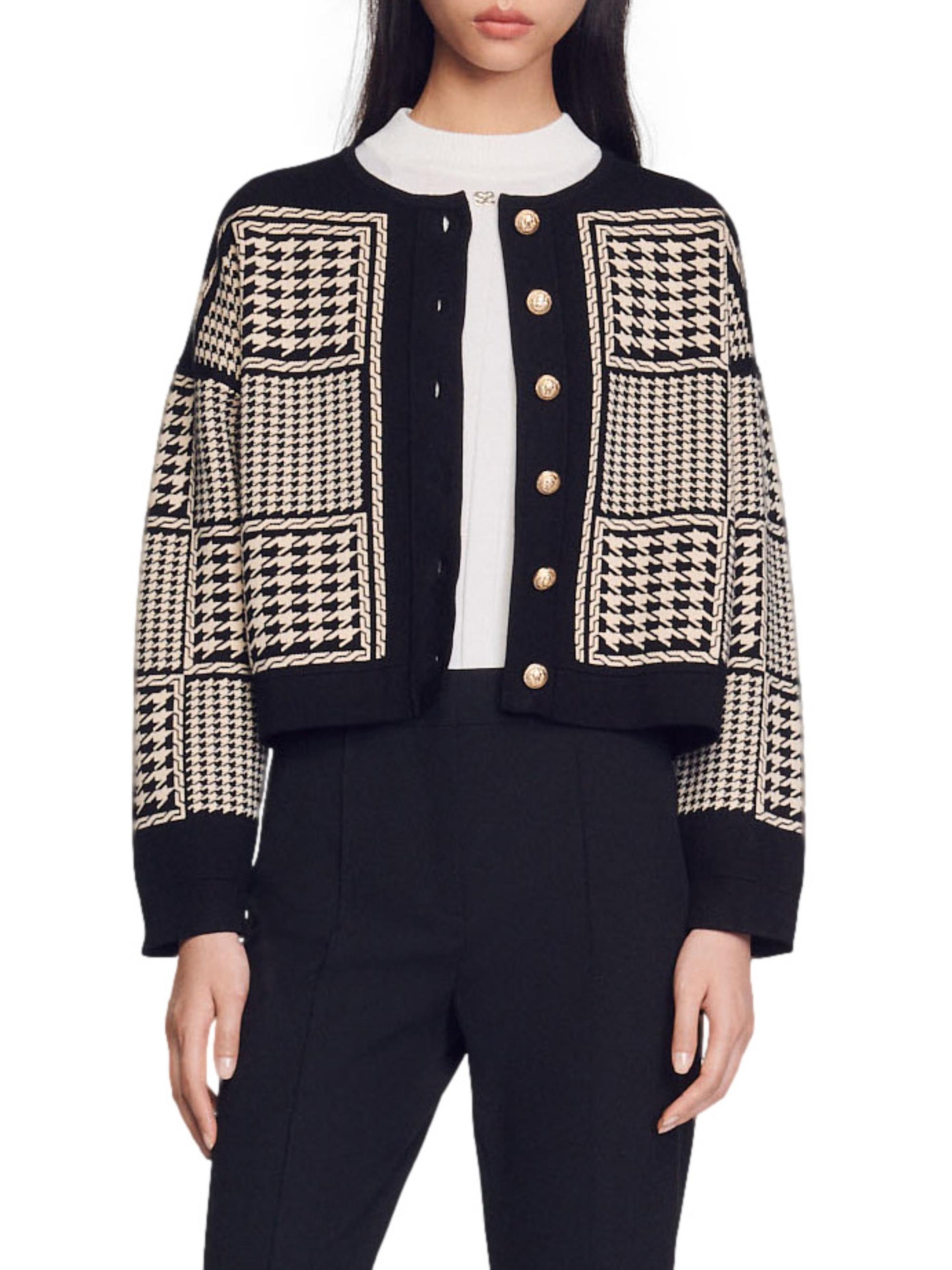 Shop Sandro Jules Houndstooth Cardigan | Saks Fifth Avenue