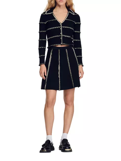 black knit flare skirt