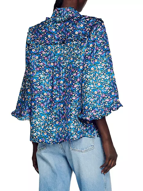 Shop Sandro Floral silk shirt | Saks Fifth Avenue