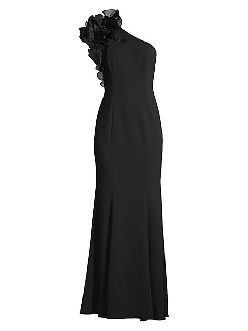Shop Aidan Mattox Organza Ruffle One-Shoulder Gown | Saks Fifth Avenue