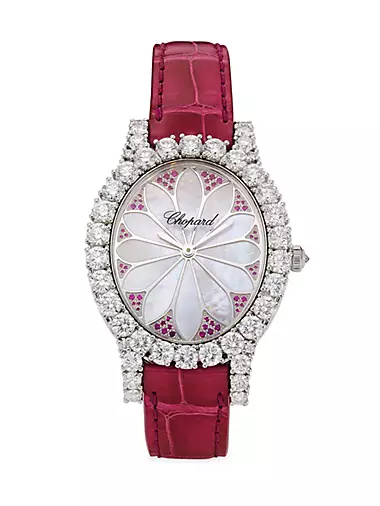 L'Heure Du Diamant Diamond, Ruby & Mother-Of-Pearl Watch
