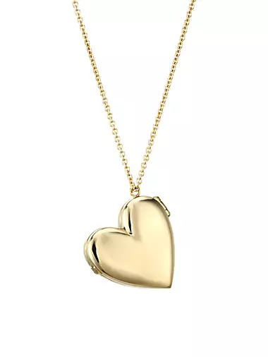 14K Yellow Gold Heart Locket Necklace
