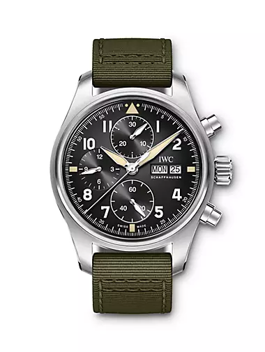 Pilot Spitfire Stainless Steel & Textile Strap Chronograph Watch
