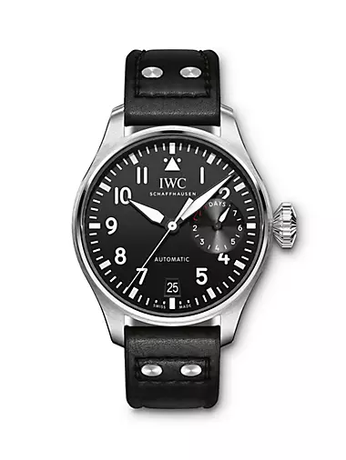 Big Pilot Stainless Steel & Leather Strap Watch