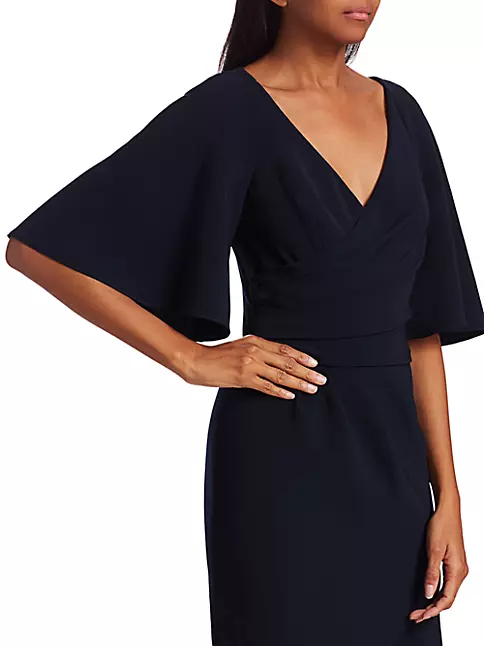 Shop Theia Wrap-Front V-Neck Gown | Saks Fifth Avenue