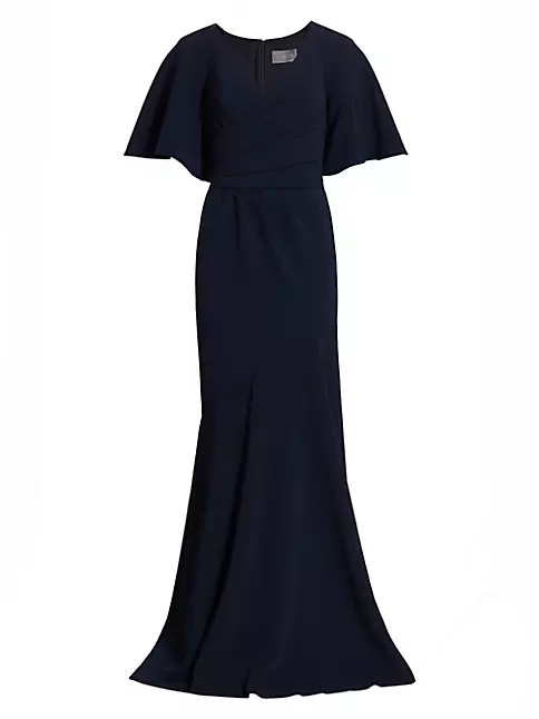Shop Theia Wrap-Front V-Neck Gown | Saks Fifth Avenue