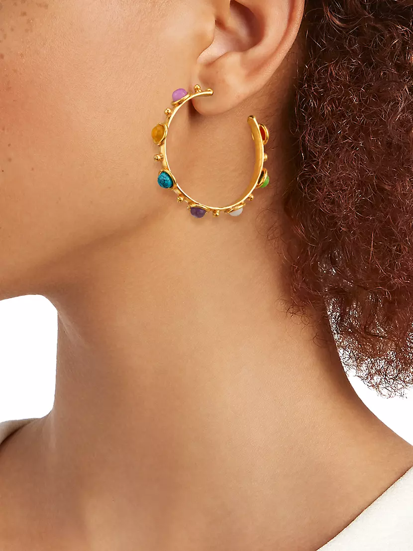 Shop Sylvia Toledano Petite Candy 22K Goldplated & Multi-Stone Creole Hoop  Earrings