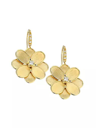 Petali Lunaria 18K Yellow Gold & Diamond Flower Drop Earrings
