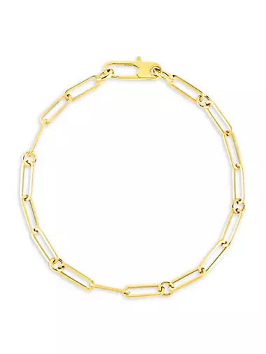 18K Yellow Gold Paperclip Chain Bracelet