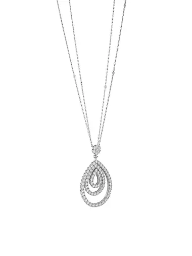 18K White Gold & 6.7 Diamond Teardrop Pendant Necklace