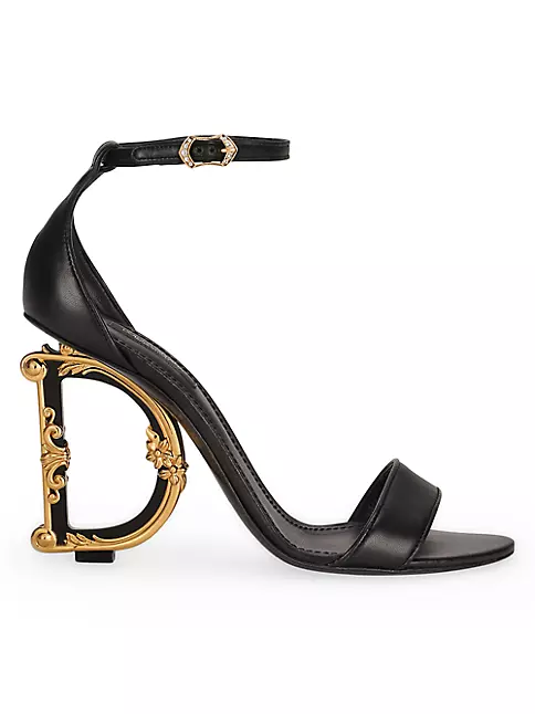 Shop Dolce&Gabbana Sculpted-Heel Baroque DG Leather Sandals | Saks ...