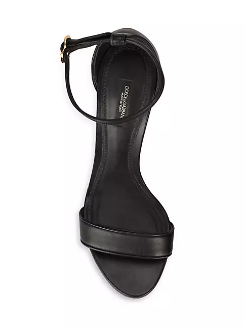 Shop Dolce&Gabbana Sculpted-Heel Baroque DG Leather Sandals | Saks ...