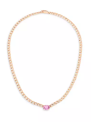 18K Rose Gold & Pink Sapphire Chain Link Necklace