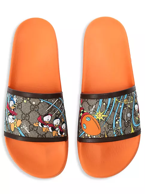 Shop Gucci Disney x Gucci Donald Duck Pursuit Slide Sandals | Saks