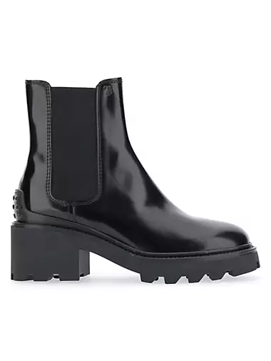 Patent Leather Lug-Sole Chelsea Boots