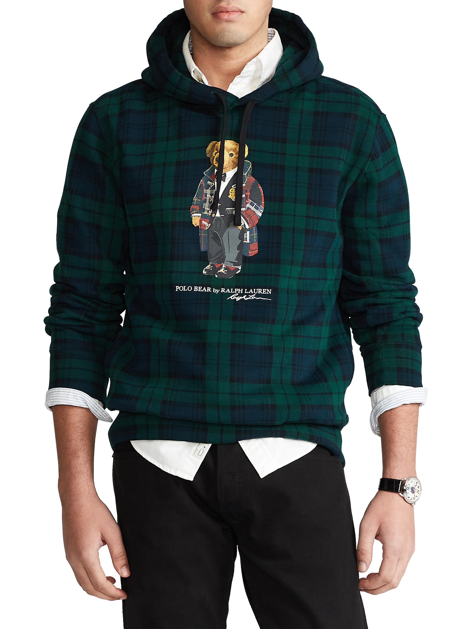 Shop Polo Ralph Lauren Magic Fleece Plaid Bear Hoodie | Saks Fifth Avenue