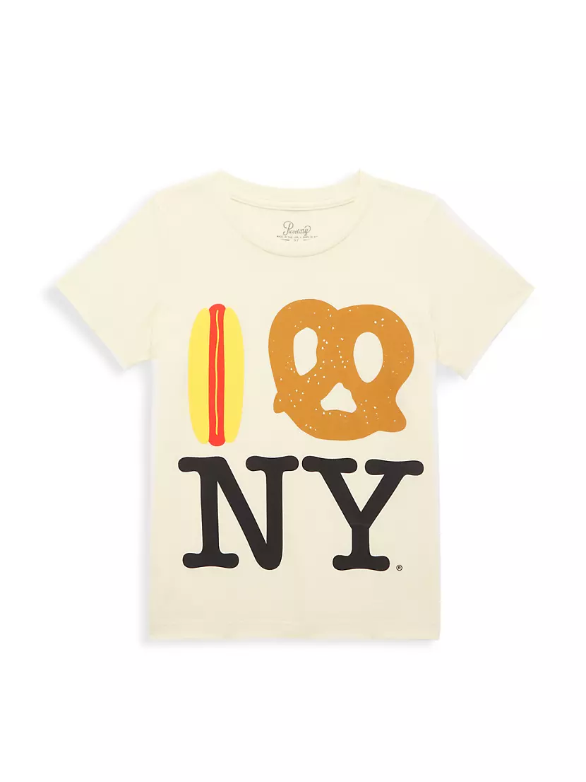 PiccoliNY Little Kid's & Kid's Hot Dog Pretzel NY T-Shirt White Multi