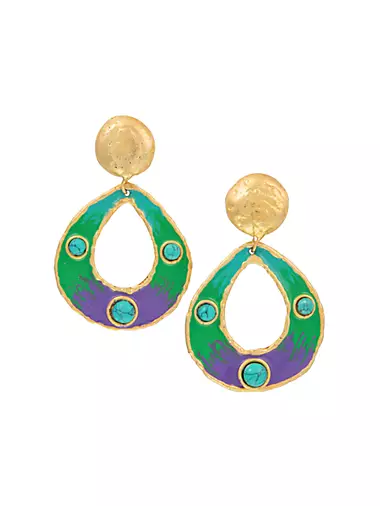 Thalita 22K-Gold-Plated, Turquoise & Enamel Drop Earrings