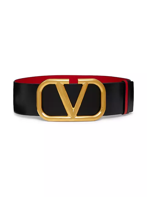 Shop Valentino Garavani V Logo Reversible Leather Belt
