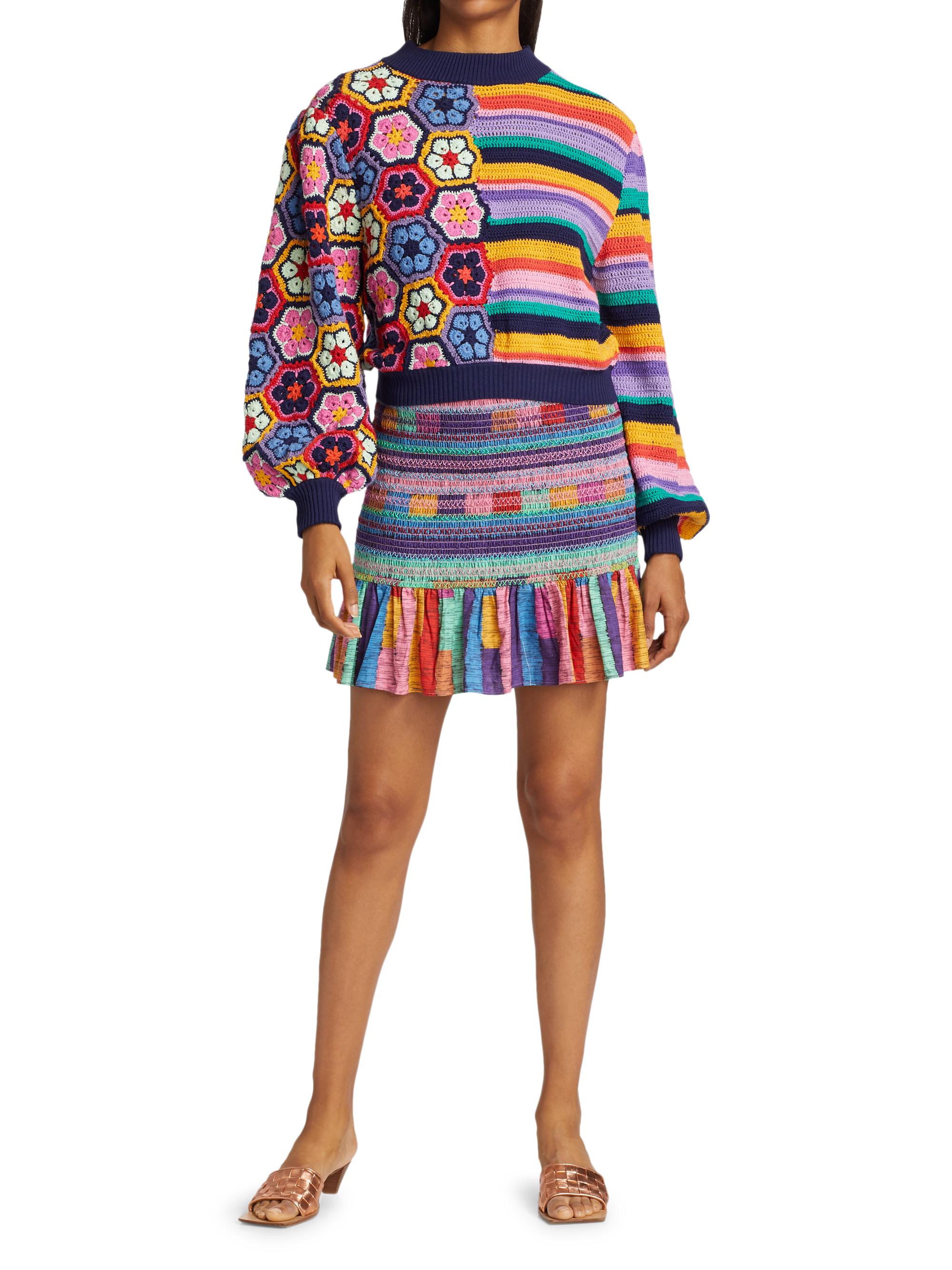 Shop Farm Rio Flower Stripe Crochet Sweater | Saks Fifth Avenue