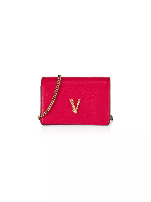 Shop Versace Virtus Leather Chain Wallet
