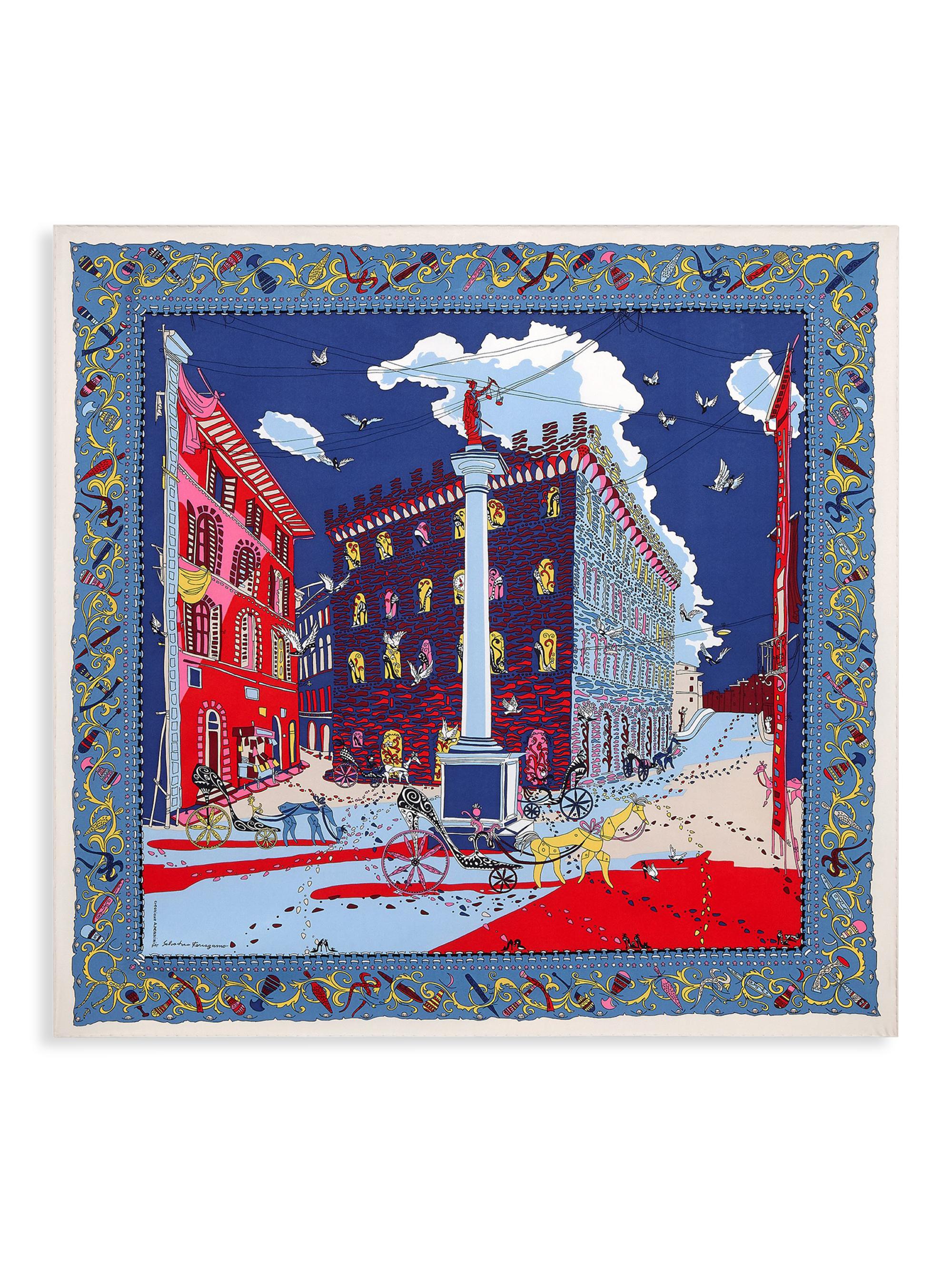 Palazzo-Print Silk Square Scarf
