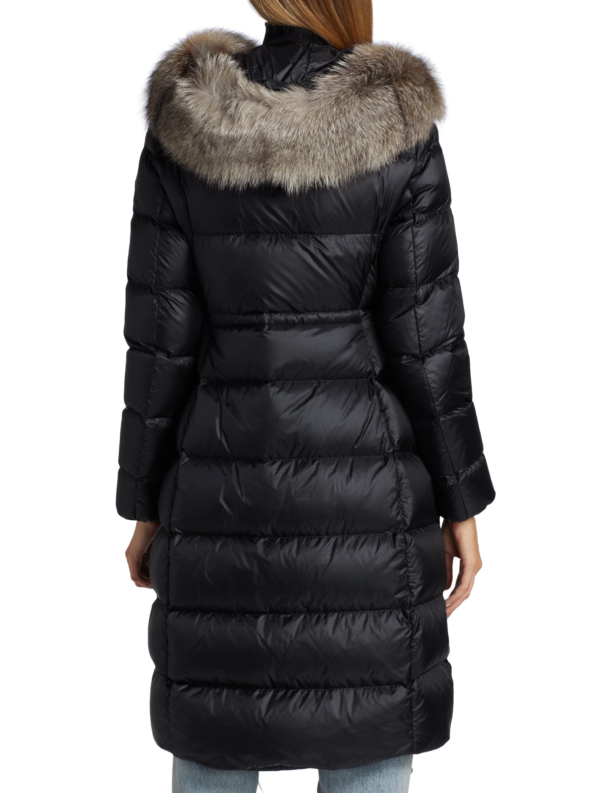 Shop Moncler Fox Fur Trim Hooded Coat | Saks Fifth Avenue