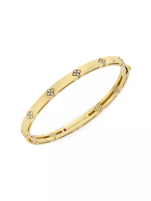 Shop Roberto Coin Love In Verona 18K Gold & Diamond Bangle Bracelet ...