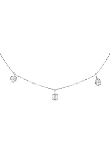 My Twin 18K White Gold & Diamond Charm Necklace