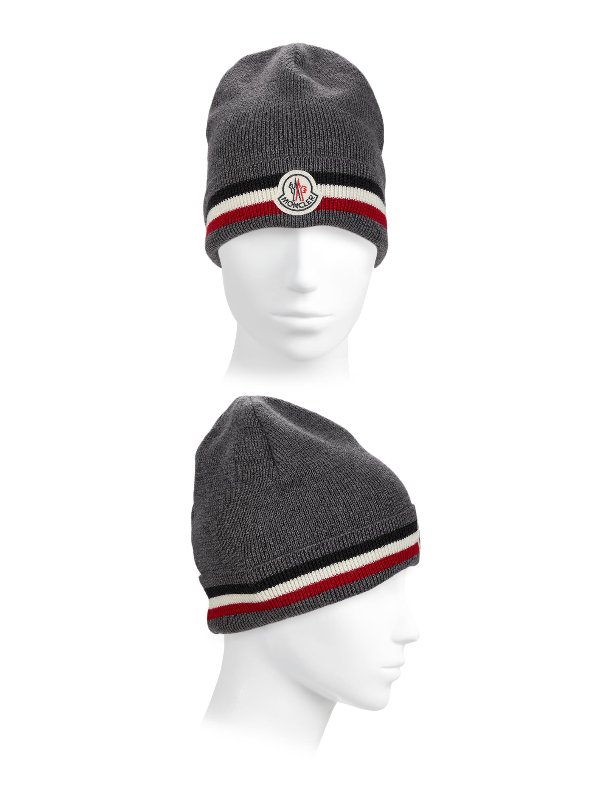 mens black moncler beanie hat