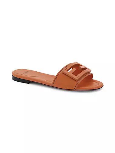 Logo Leather Slide Sandals
