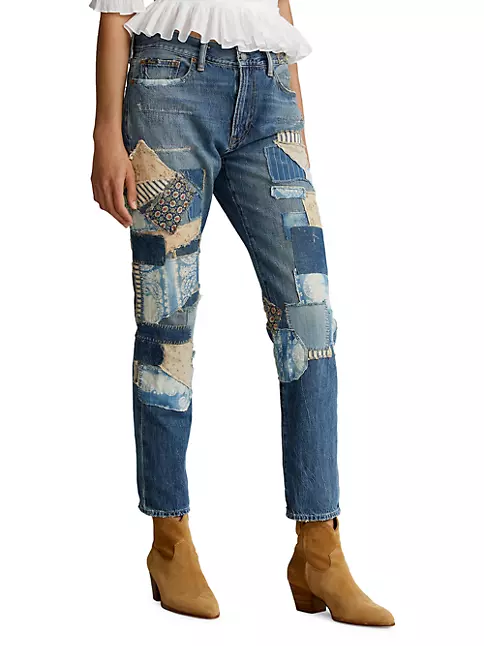 Shop Ralph Lauren Avery Patchwork Boyfriend Jeans | Saks Fifth Avenue