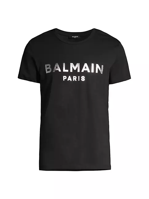 Shop Balmain Metallic Logo Cotton T-Shirt | Saks Fifth Avenue