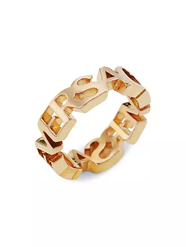Goldtone Logo Band Ring