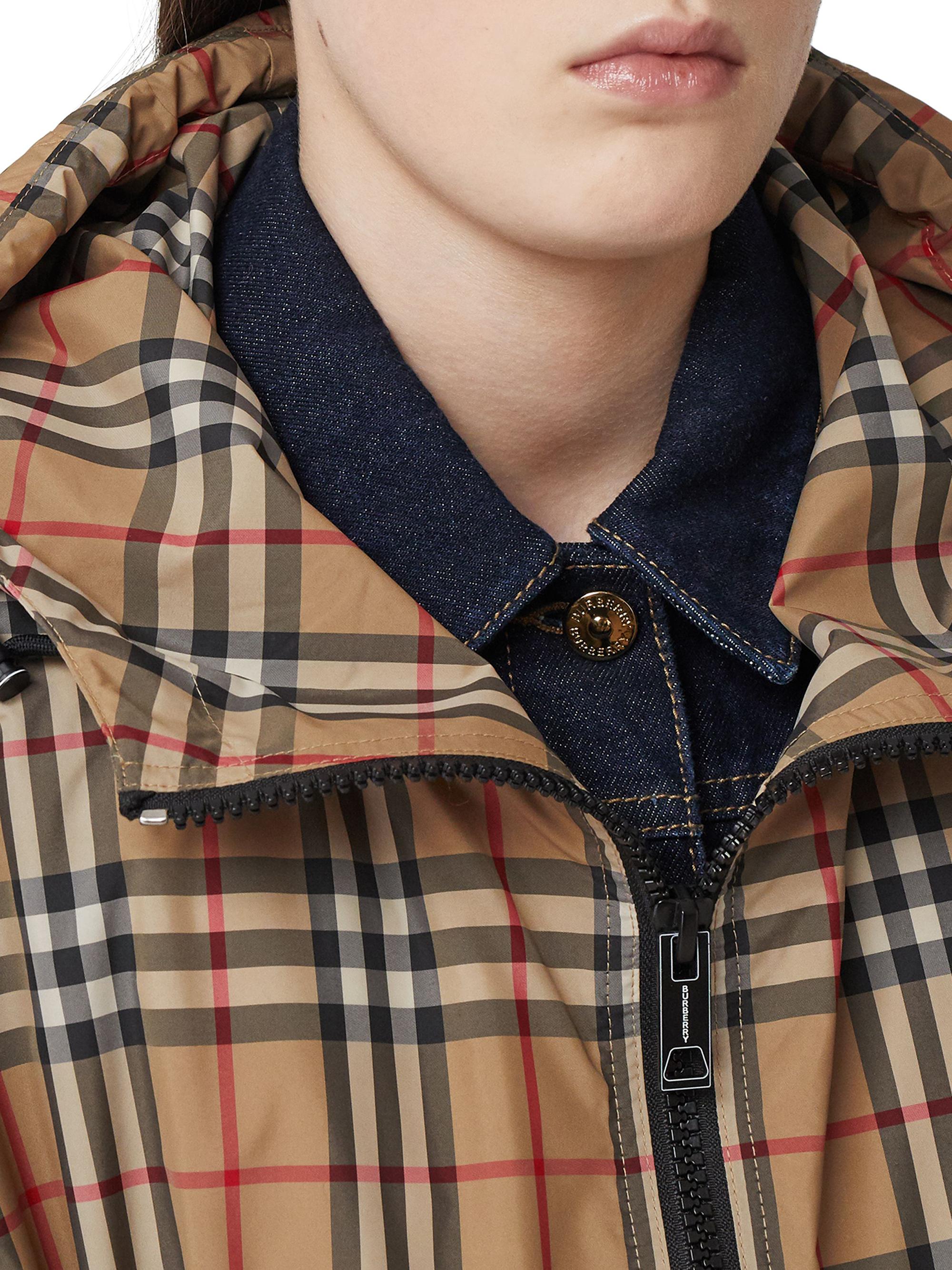 Shop Burberry Bacton Hooded Check Logo Coat | Saks Fifth Avenue