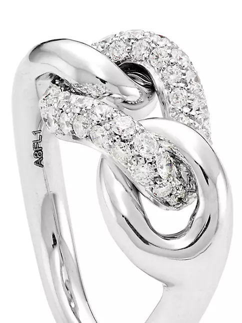 Pomellato 18kt White Gold Catene Diamond Ring - Silver