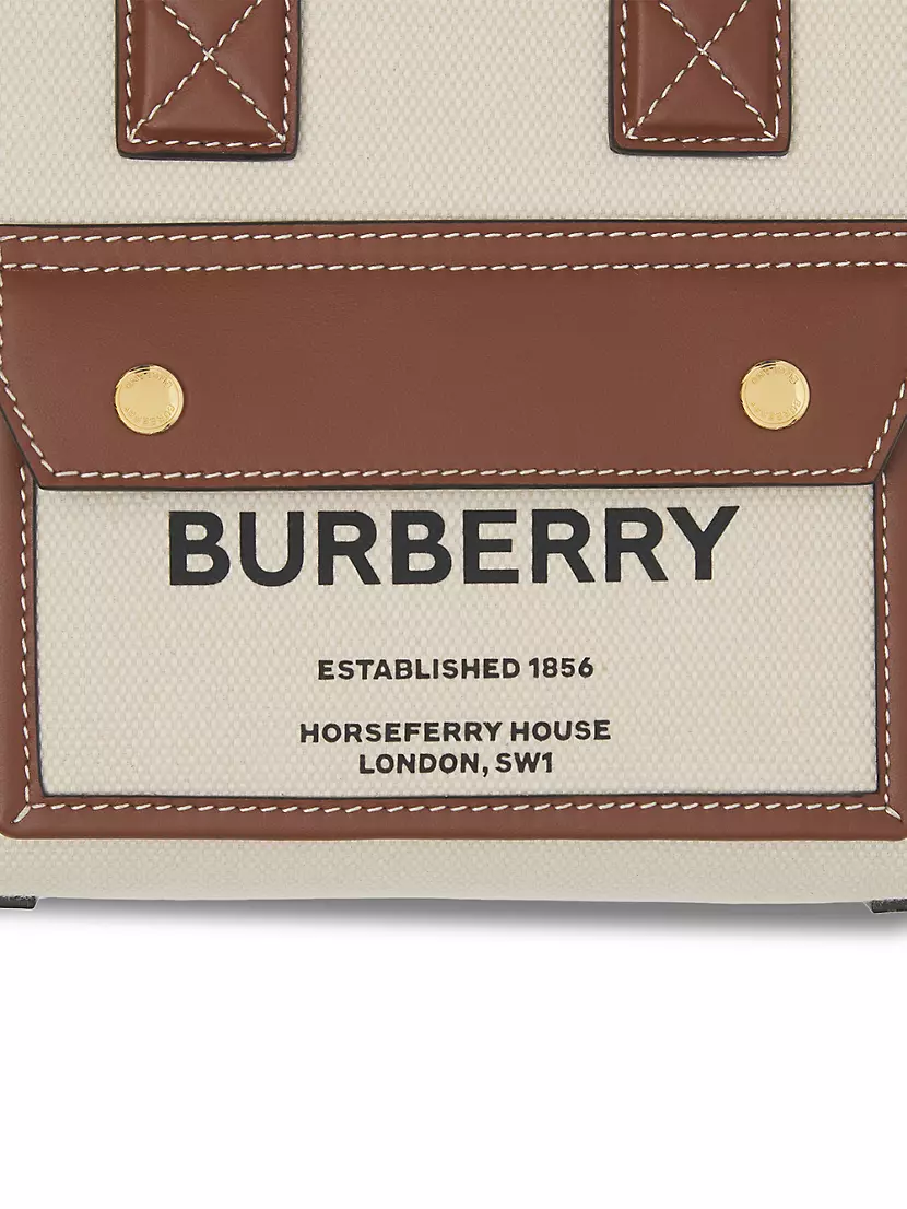Shop Burberry Mini Horseferry Canvas Tote | Saks Fifth Avenue