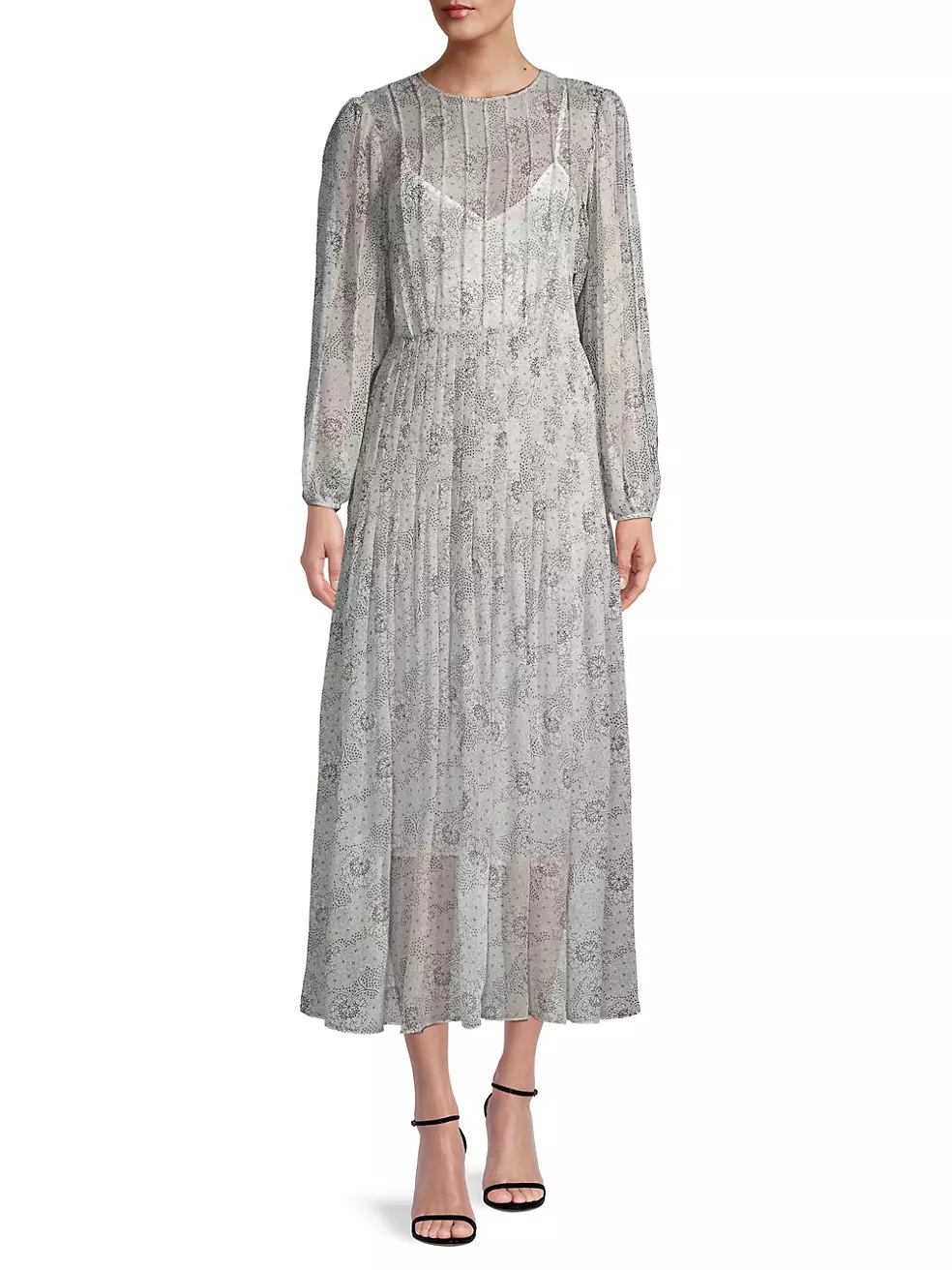 Shop Rebecca Taylor Printed Pintuck Midi Dress | Saks Fifth Avenue