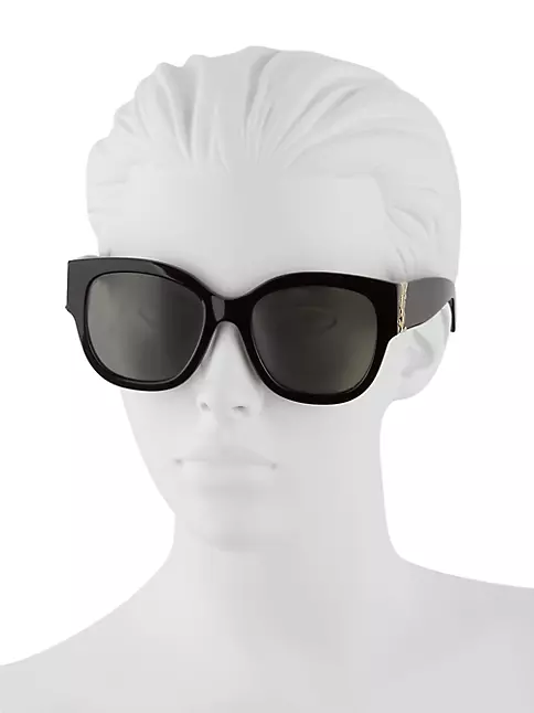 Shop Saint Laurent Monogram Acetate 56MM Cat Eye Sunglasses