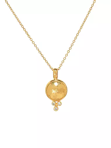 Amulet 24K Gold & Diamond Pendant Necklace