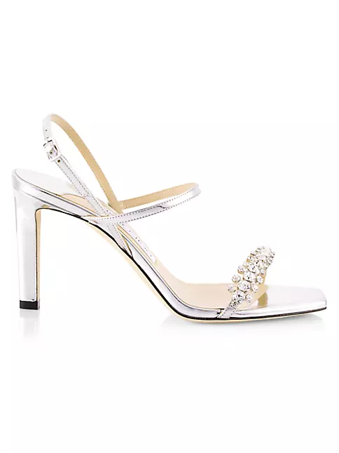Shop Jimmy Choo Meira 85MM Metallic Embellished Sandals | Saks Fifth Avenue