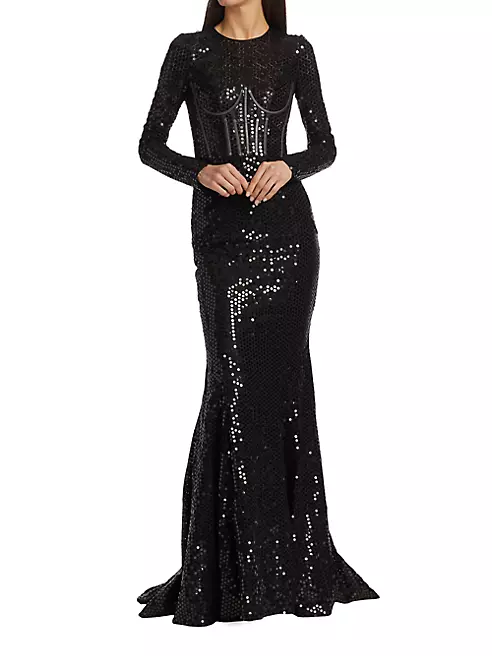 Shop Dolce&Gabbana Sequin-Embellished Corset Gown | Saks Fifth Avenue