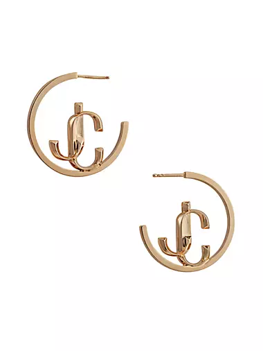 Goldtone Monogram Hoop Earrings