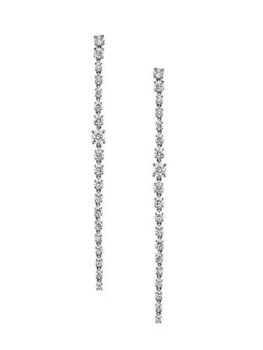 Ropes 18K White Gold & 2.75 TCW Diamond Linear Earrings