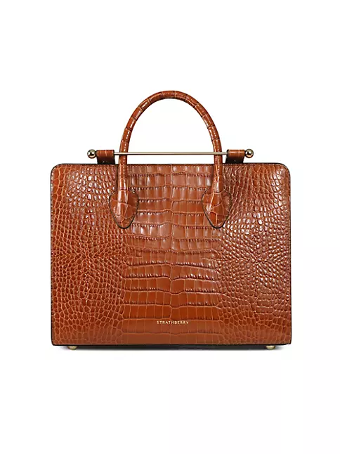 Strathberry Midi Croc Embossed Leather Tote