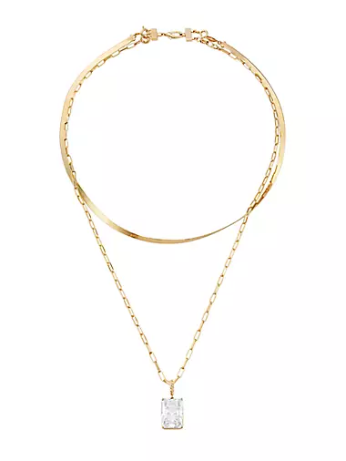 Veritas 18K-Gold-Plated & Cubic Zirconia Necklace Set