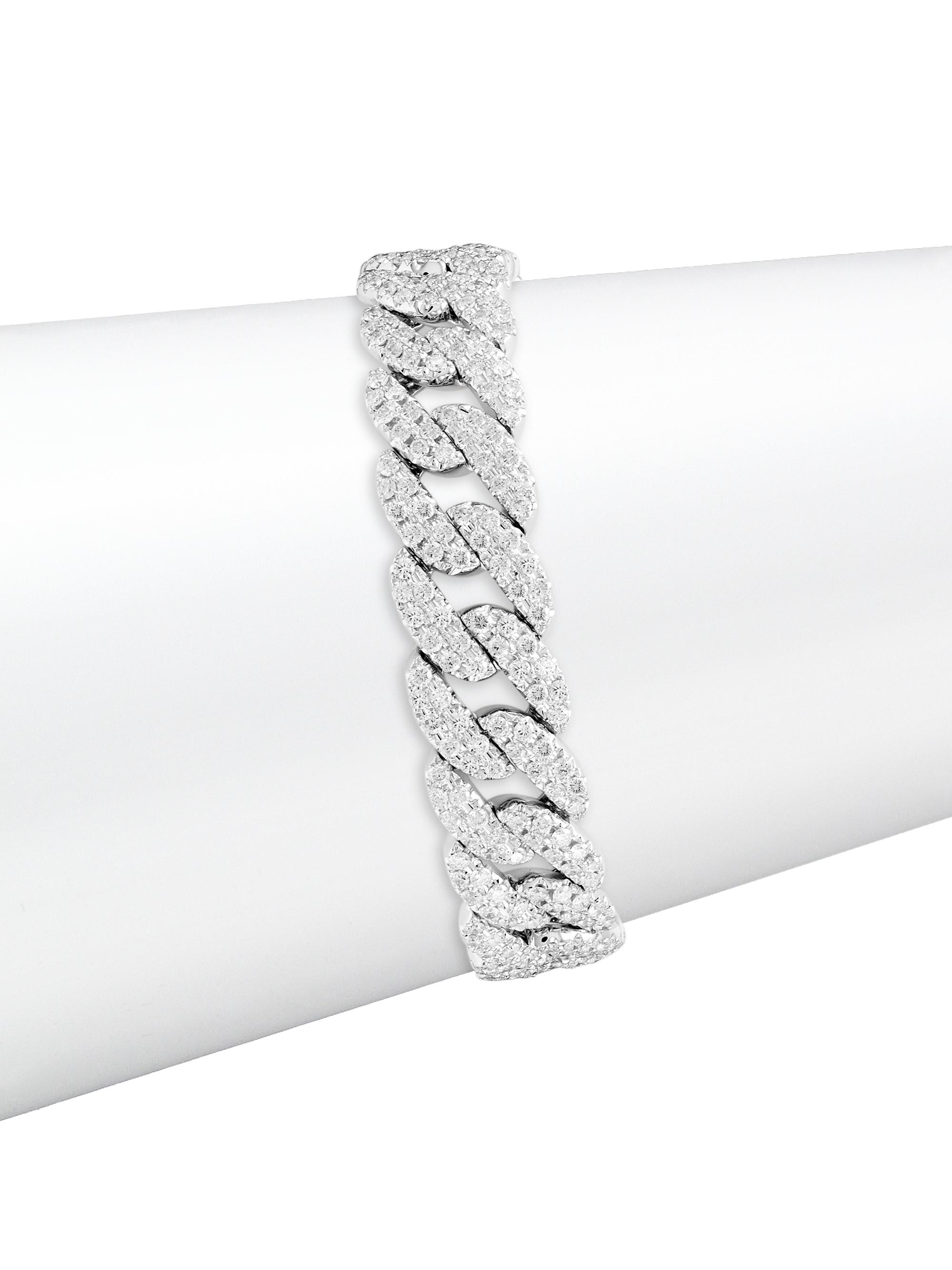 14K White Gold & 8.33 TCW Diamond Chain Bracelet