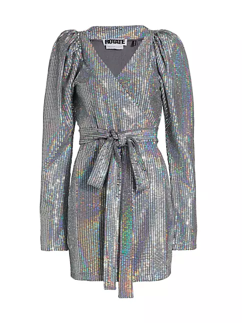 Shop Rotate Birger Christensen Bridget Hologram Wrap Dress | Saks Fifth ...