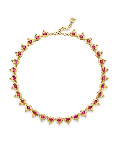 Classic 18K Gold & Pink Tourmaline Temple Classic Necklace