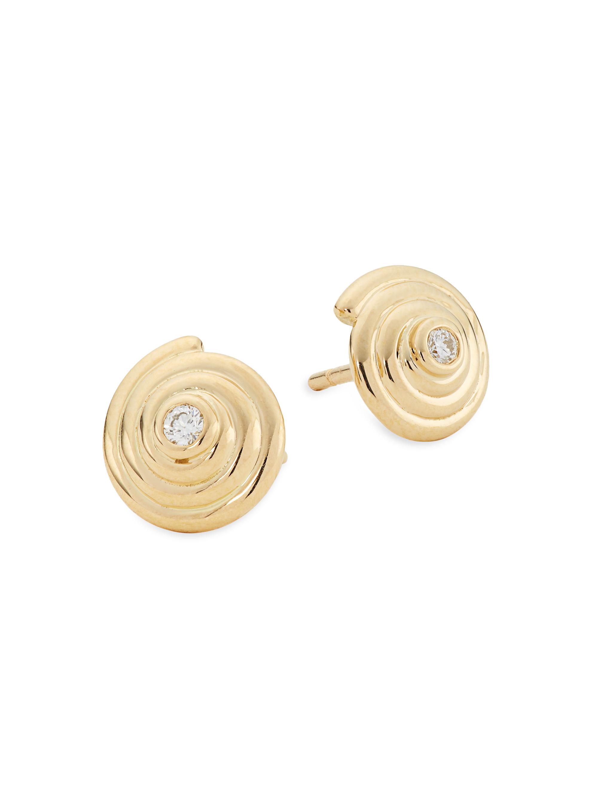 Classic 18K Gold & Diamond Spiral Earrings
